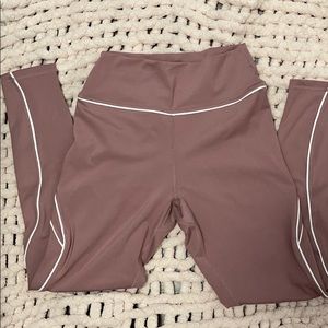 BuffBunny Leggings, light pink and white.